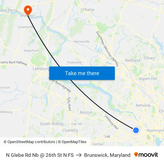 N Glebe Rd Nb @ 26th St N FS to Brunswick, Maryland map