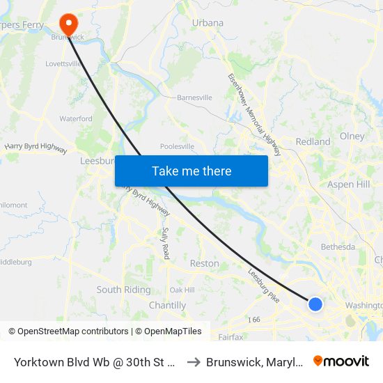 Yorktown Blvd Wb @ 30th St N Ns to Brunswick, Maryland map