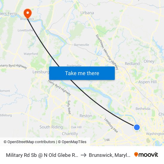 Military Rd Sb @ N Old Glebe Rd FS to Brunswick, Maryland map