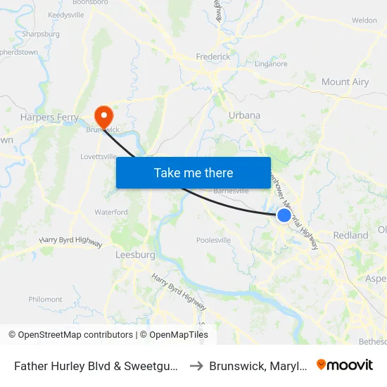 Father Hurley Blvd & Sweetgum Cir to Brunswick, Maryland map