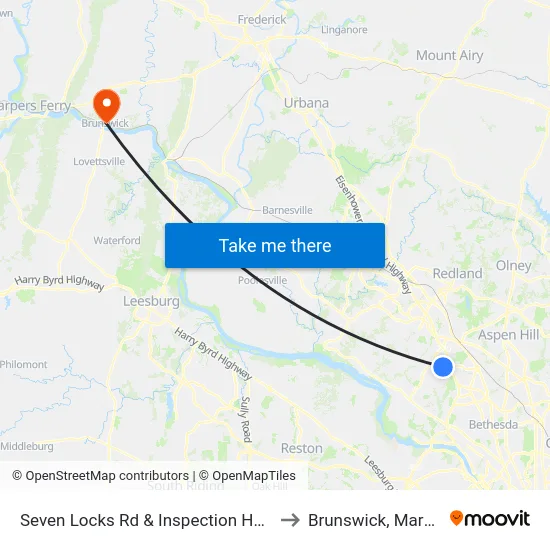 Seven Locks Rd & Inspection House Rd to Brunswick, Maryland map