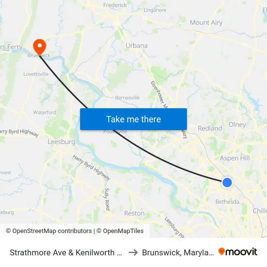 Strathmore Ave & Kenilworth Ave to Brunswick, Maryland map