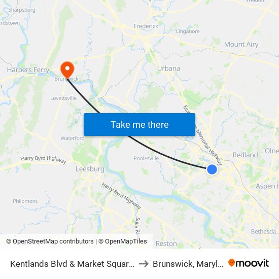 Kentlands Blvd & Market Square Ent to Brunswick, Maryland map