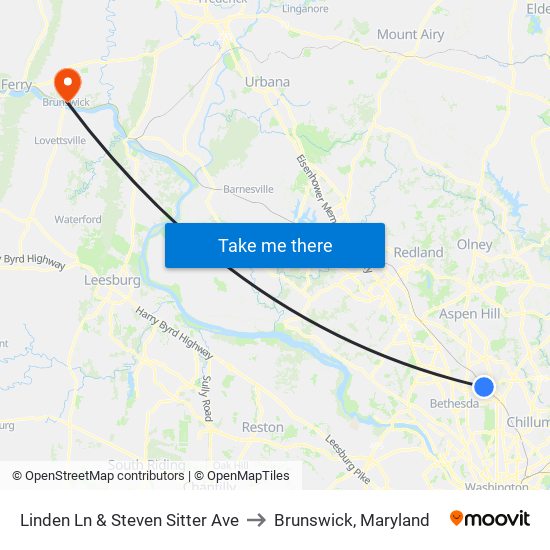 Linden Ln & Steven Sitter Ave to Brunswick, Maryland map