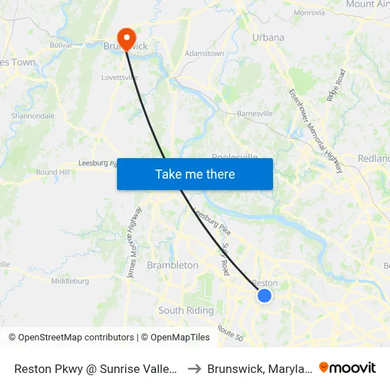 Reston Pkwy @ Sunrise Valley Dr to Brunswick, Maryland map