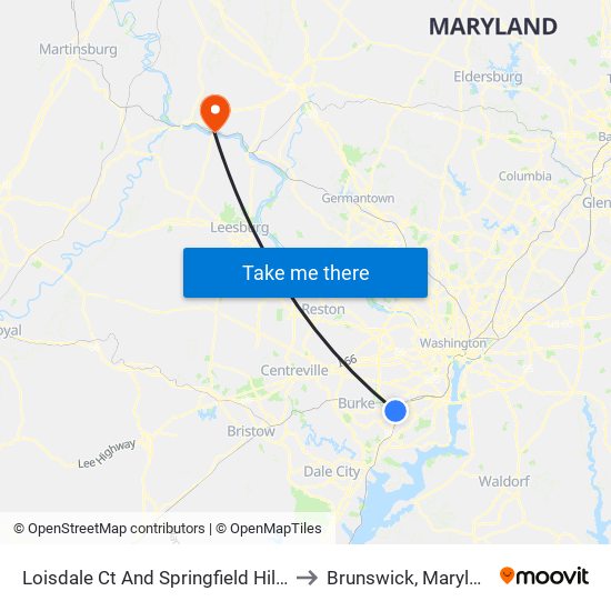 Loisdale Ct And Springfield Hilton to Brunswick, Maryland map