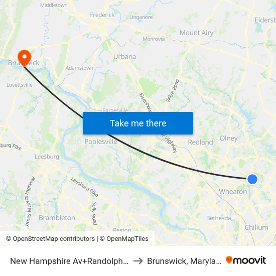 New Hampshire Av+Randolph Rd to Brunswick, Maryland map