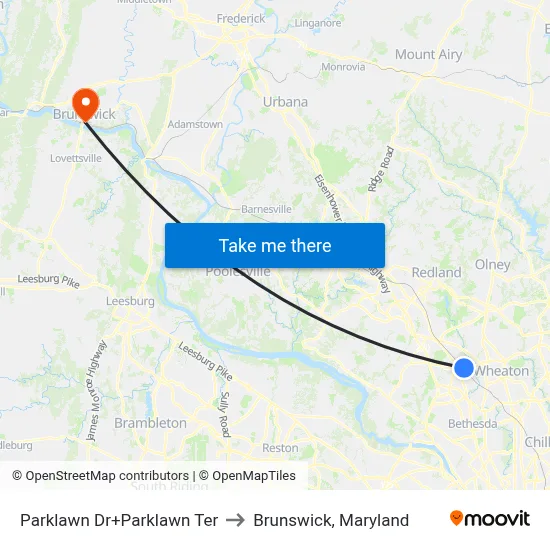 Parklawn Dr+Parklawn Ter to Brunswick, Maryland map