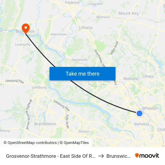 Grosvenor-Strathmore - East Side Of Rockville Pike Near Tuckerman Ln. to Brunswick, Maryland map