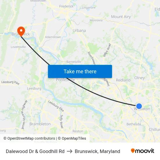 Dalewood Dr & Goodhill Rd to Brunswick, Maryland map