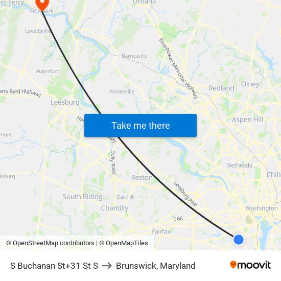 S Buchanan St+31 St S to Brunswick, Maryland map
