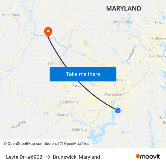 Leyte Dr+#6902 to Brunswick, Maryland map