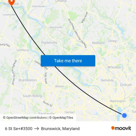 6 St Se+#3500 to Brunswick, Maryland map