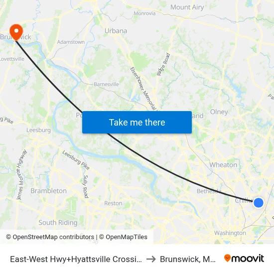 East-West Hwy+Hyattsville Crossing Entrance to Brunswick, Maryland map