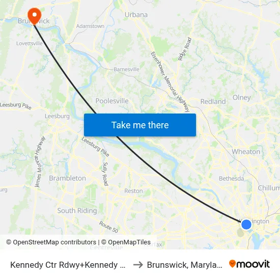 Kennedy Ctr Rdwy+Kennedy Ctr to Brunswick, Maryland map