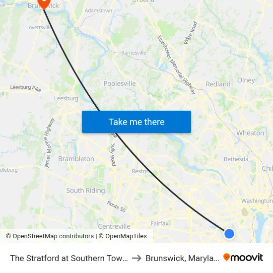 The Stratford at Southern Towers to Brunswick, Maryland map