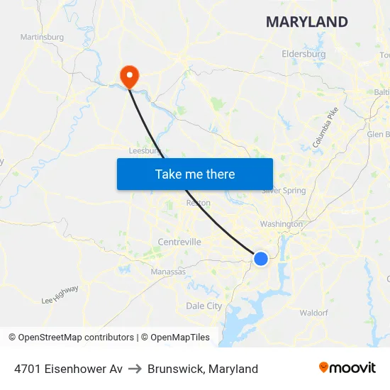 4701 Eisenhower Av to Brunswick, Maryland map