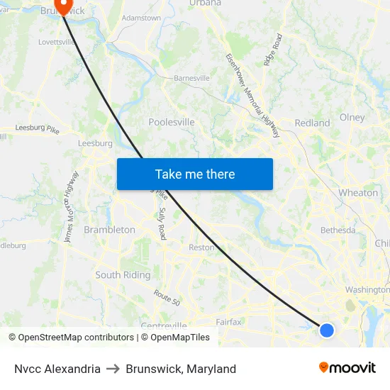 Nvcc Alexandria to Brunswick, Maryland map