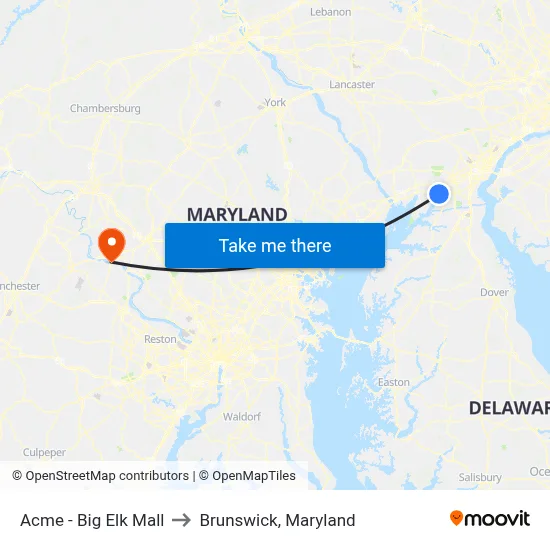 Acme - Big Elk Mall to Brunswick, Maryland map