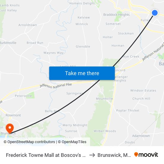 Frederick Towne Mall at Boscov's South Entrance to Brunswick, Maryland map