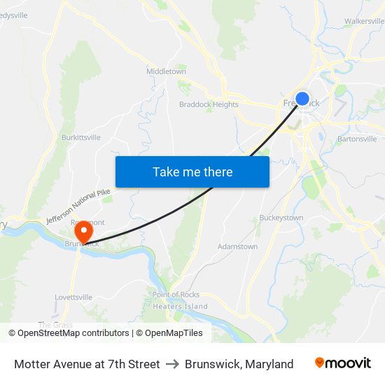 Motter Avenue at 7th Street to Brunswick, Maryland map