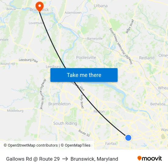 Gallows Rd @ Route 29 to Brunswick, Maryland map