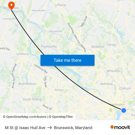 M St @ Isaac Hull Ave to Brunswick, Maryland map
