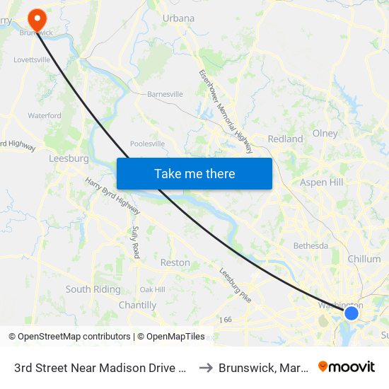 3rd Street Near Madison Drive NW (Nb) to Brunswick, Maryland map