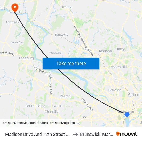 Madison Drive And 12th Street NW (Wb) to Brunswick, Maryland map