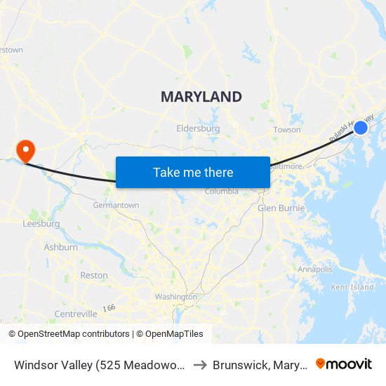 Windsor Valley (525 Meadowood Dr) to Brunswick, Maryland map