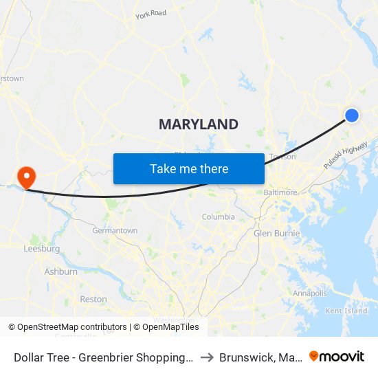 Dollar Tree - Greenbrier Shopping Plaza - Wb to Brunswick, Maryland map