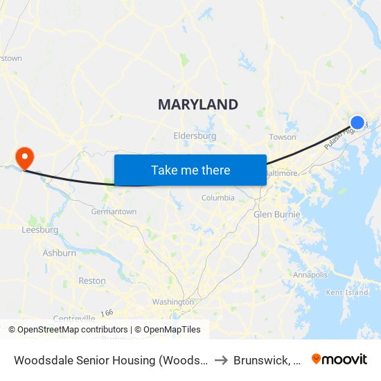 Woodsdale Senior Housing (Woodsdale Rd & Penny Ln) to Brunswick, Maryland map