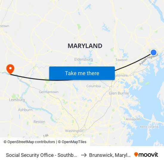 Social Security Office - Southbound to Brunswick, Maryland map