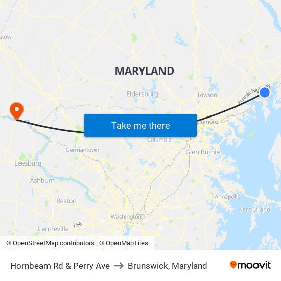 Hornbeam Rd & Perry Ave to Brunswick, Maryland map