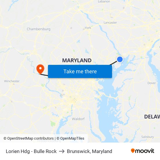 Lorien Hdg - Bulle Rock to Brunswick, Maryland map