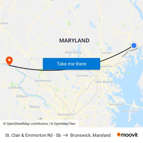 St. Clair & Emmorton Rd - Sb to Brunswick, Maryland map