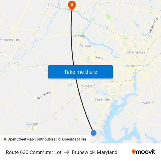 Route 630 Commuter Lot to Brunswick, Maryland map