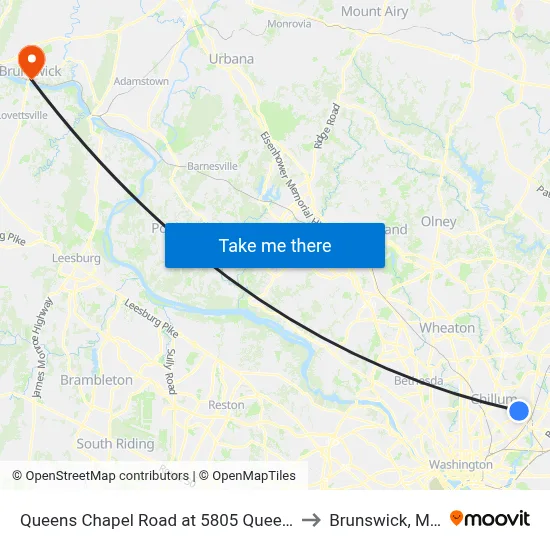 Queens Chapel Road at 5805 Queens Chapel Road to Brunswick, Maryland map