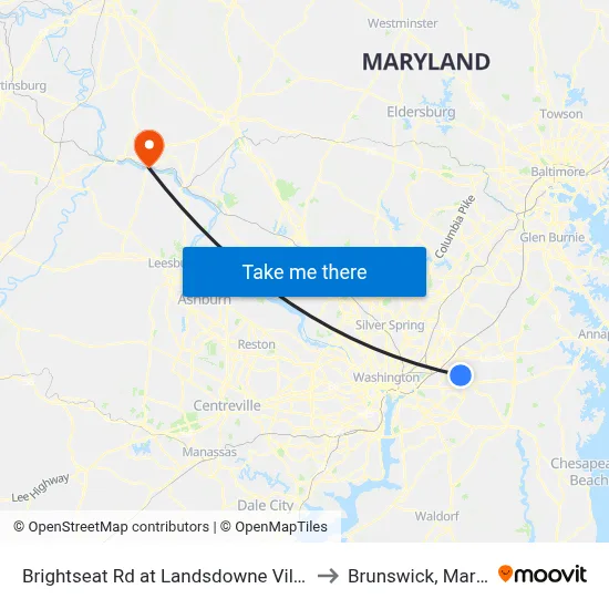 Brightseat Rd at Landsdowne Village Apts to Brunswick, Maryland map