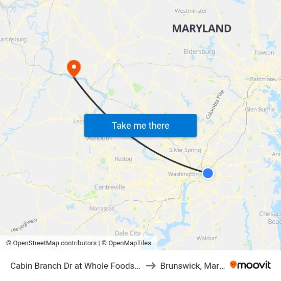 Cabin Branch Dr at Whole Foods Entrance to Brunswick, Maryland map