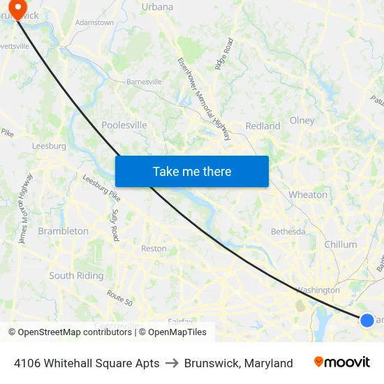 4106 Whitehall Square Apts to Brunswick, Maryland map