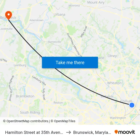 Hamilton Street at 35th Avenue to Brunswick, Maryland map
