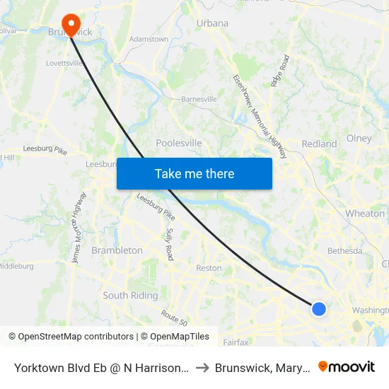 Yorktown Blvd Eb @ N Harrison St Ns to Brunswick, Maryland map