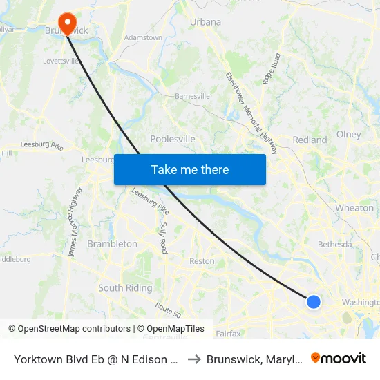 Yorktown Blvd Eb @ N Edison St FS to Brunswick, Maryland map