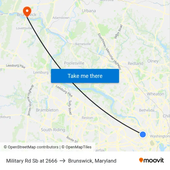 Military Rd Sb at 2666 to Brunswick, Maryland map