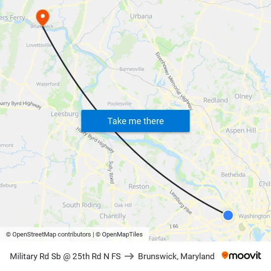Military Rd Sb @ 25th Rd N FS to Brunswick, Maryland map