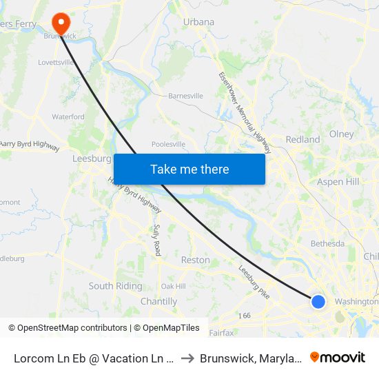 Lorcom Ln Eb @ Vacation Ln Ns to Brunswick, Maryland map