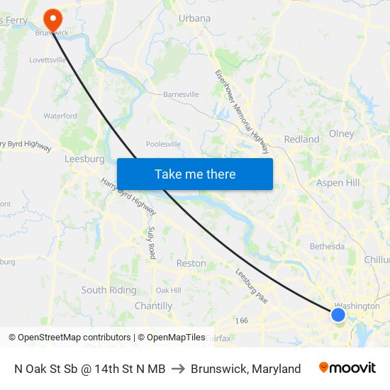 N Oak St Sb @ 14th St N MB to Brunswick, Maryland map