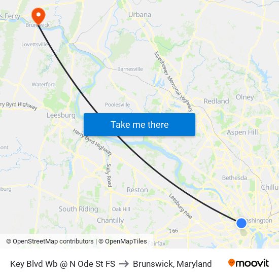 Key Blvd Wb @ N Ode St FS to Brunswick, Maryland map