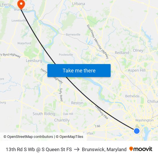 13th Rd S Wb @ S Queen St FS to Brunswick, Maryland map